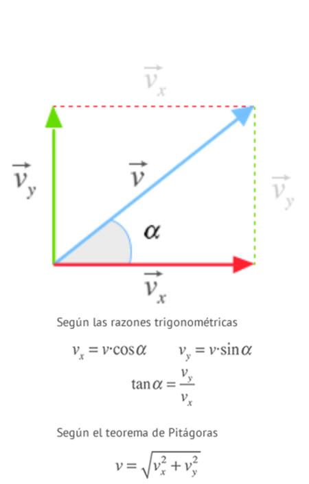 Descomposicion del vector velocidad en el movimiento parabólico